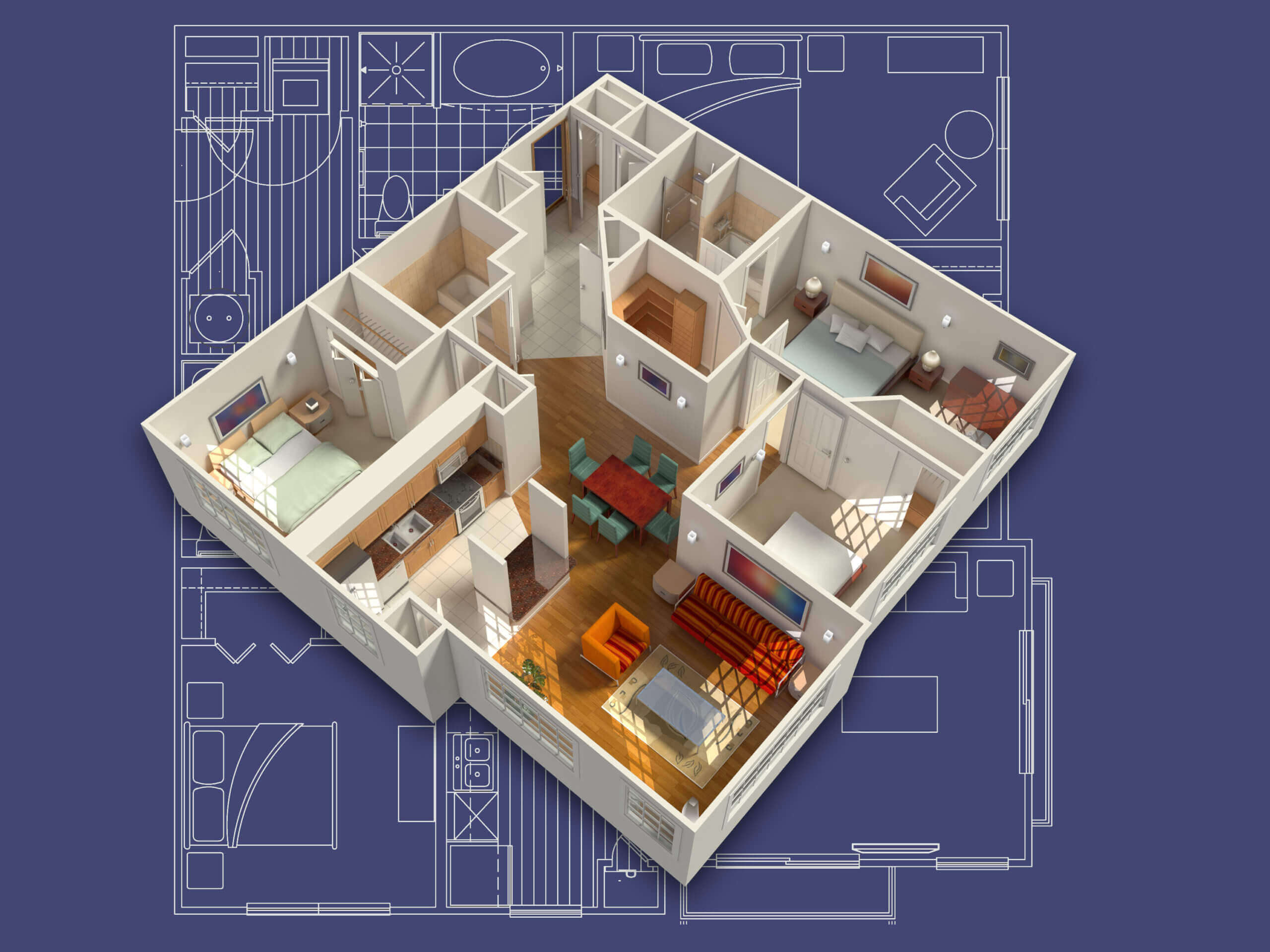 3D model of a house interior